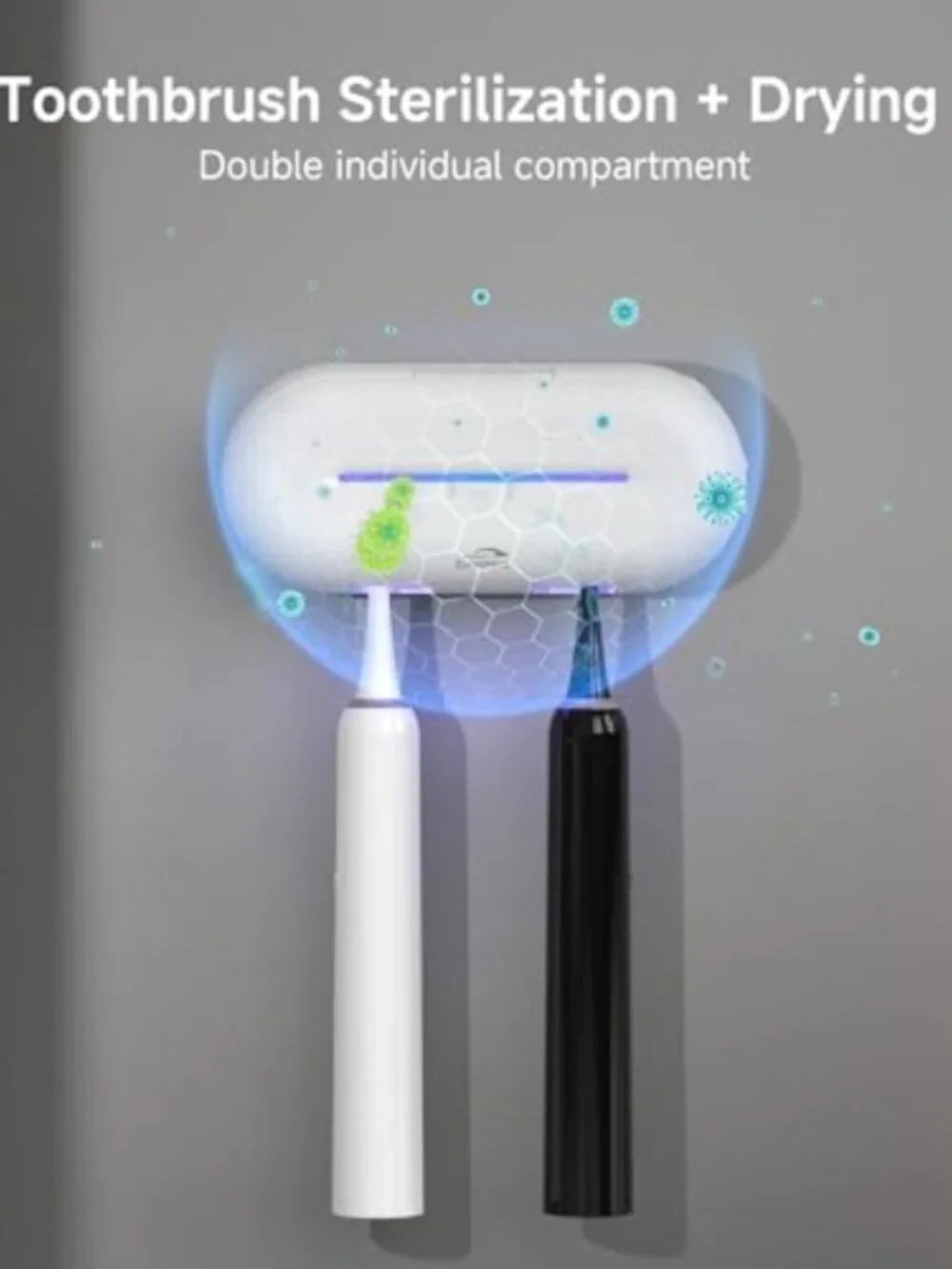 Toothbrush Holder Sanitizer - Toothbrush Dryer and Cleaner, Wall Mounted Holder